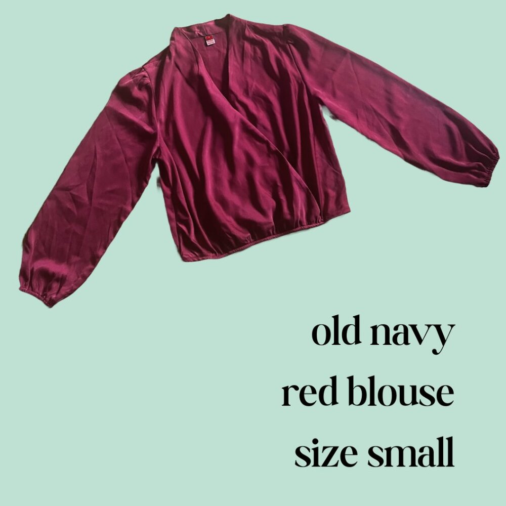 old navy red wrap-top blouse